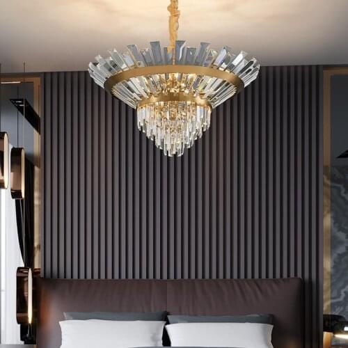 Postmodern light luxury round crystal lamp living room chandelier dining room lamp creative villa Nordic personality lamps