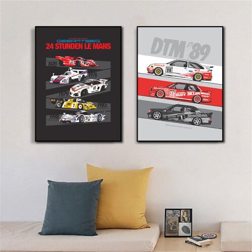 24 STUNDEN LE MANS DTM 89 Classic Racing Car Poster Print Canvas Painting Home Decor Wall Art Picture For Living Room Frameless