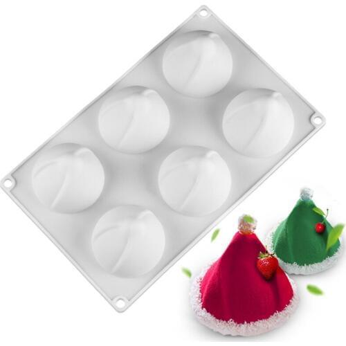 6 HolesChristmas Hat Silicone Molds Cake Decorating Tool Bakeware French Dessert Mousse Cake Mold Baking Cupcake Silicone Mould