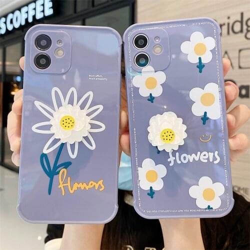 Stress Reliever Daisy Spinning Top Phone Case For iPhone 12 Pro Max 12 11ProMax XS MAX XR 7 8 Plus Silicone Shockproof Cover