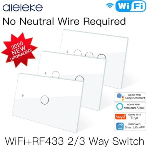 NEW WiFi Smart Light Switch No Neutral Wire Single Fire Smart Life Tuya App Control Works with Alexa Google Home 110V 220V