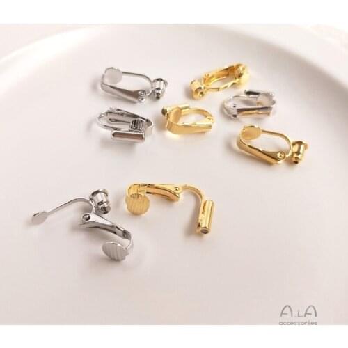 1 Pair 18K Gold Spring Ear Clip Band Silicone Plug Non-Piercing DIY Ear Stud Converter Earrings Accessories Earring Charms