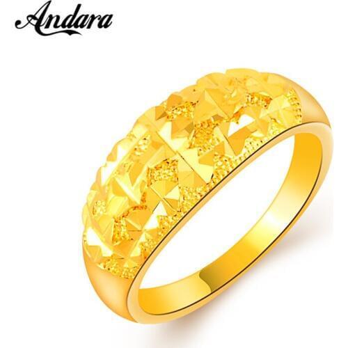 Unique Brand Design Wedding Women Rings 24k Gold Color Femme Jewelry Rings Party Gift Bague Size 6 7 8 9 JR087