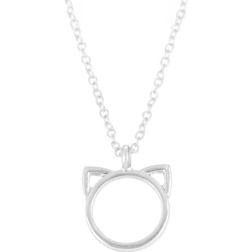 Women Pendant Necklace Round Cat Ear Shaped Alloy Choker Necklace Charm Chain Necklaces for Women Fashion Jewelry Gifts