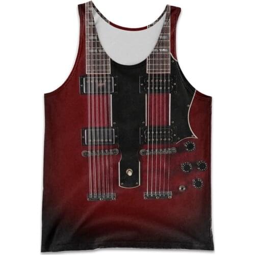 New fashion summer mens vest musical instrument electric guitar 3D full print vest men and women Harajuku leisure sports vest
