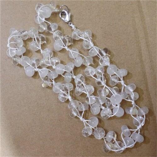 1 Strand 8x5mm Wholesale Natural White Crystal Spacer Bead Pendant Necklace Jewelry Ornaments 16.5inch S304