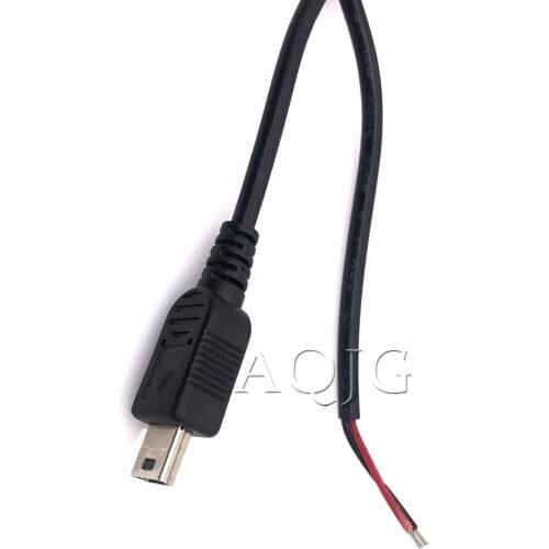 1pcs high quality 70cm Black Mini Usb Male Plug 2 wire Power Cable Cord stripped Maximum current 3A for Raspberry pie DIY