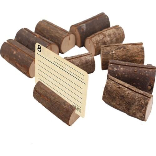10pcs Mini Wooden Card Holders Table Number Holder Photo Menu Stands for Wedding Place Home Office Decorations 5.5x2.8x2.5cm