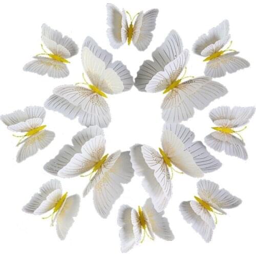 12Pcs Ambilight Double-Layer 3D Butterfly Wall Sticker For Wedding Decoration Room Butterflies Wall Decor Fridge Magnet Stickers