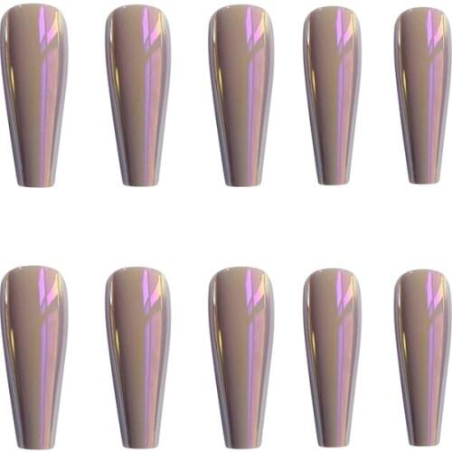 24pcs Gourd Purple Wear Long Paragraph Fashion Manicure Patch False Nails Save Time Wearable Nail Patch SANA889