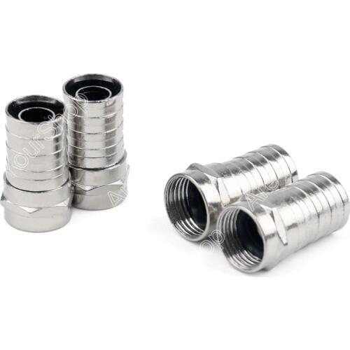 Areyourshop Sale 100 Pcs RG6 F Adapter Coax Coaxial Compression Type Crimp On Connector For Tv Coax Cable Satellite Connector