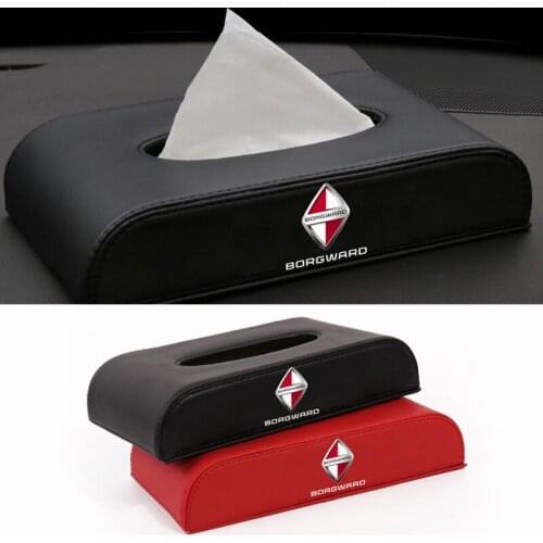 Car Leather Tissue Box Napkin Organizer Logo For Borgward BX5 BX7 Interior Storage Styling Accessories