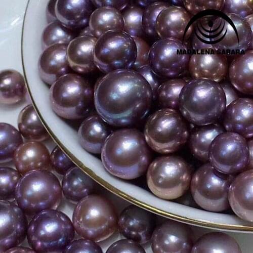 MADALENA SARARA 11-12mm AAA Perfectly Round Freshwater Pearl Purple Pearl Loose Bead Naked For Diy Jewelry Making