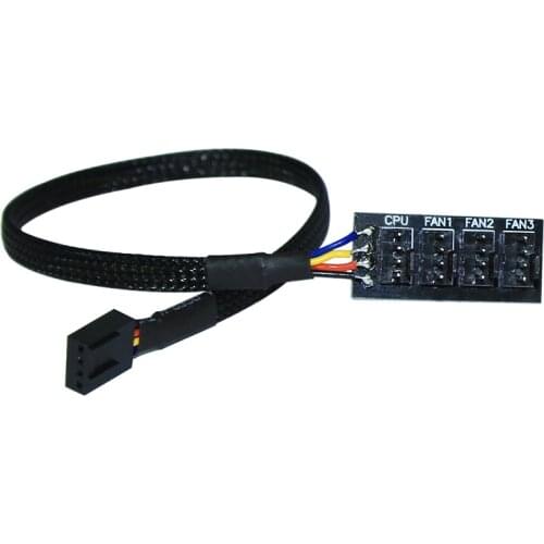 Black Sleeved Jacket 30cm 1 to 4 4-pins Molex TX4 PWM CPU Cooler / Case / Chasis Cooling Fan Power Cable Hub Splitter Adapter