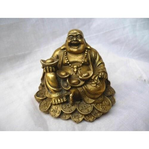 China Buddhist wealth happy smile Maitreya Buddha copper ingot