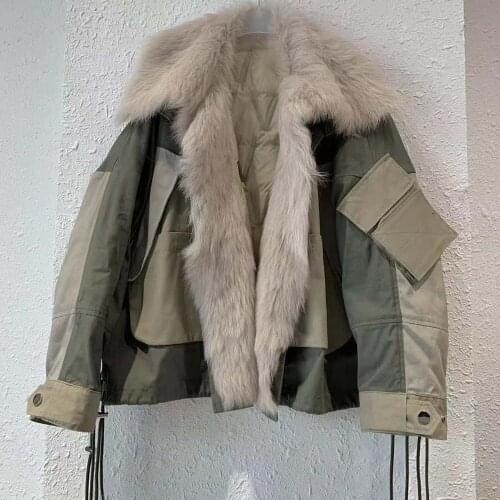 White down duck jacket natural Tuscan sheep fur coats women winter thick warm new arrival plus size outerwear short clothes