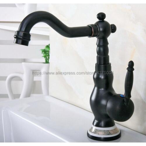 Black Oil Rubbed Brass Bathroom Deck Mounted Single Handle Single Hole WC Bathroom Faucet Hot and Cold Tap Nnf659