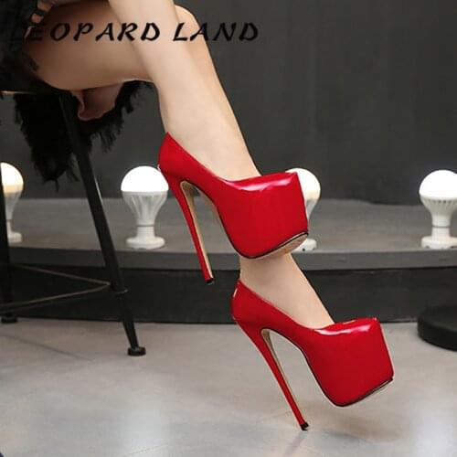 LEOPARD LAND 2021 New Women Platform Sexy Pumps Nightclub Large Size 18cm Super High-heeled Shoes Waterproof Platform WZ