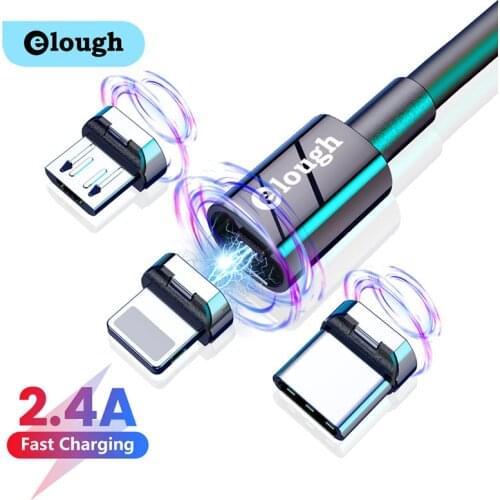 Elough 2.4A Magnetic Cable Fast Charging 3 In 1 USB Type C Micro Cable For iPhone Xiaomi Poco Huawei Magnet Charger Cord Wire