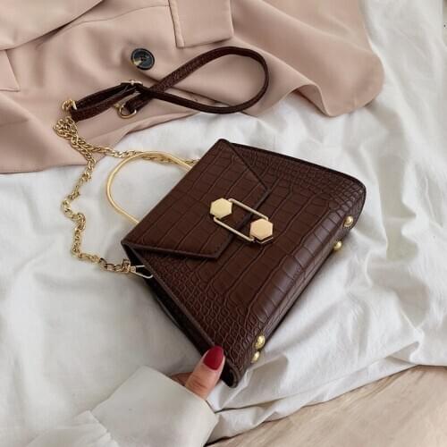 Shoulder Bag Small Crossbody Bags for Women 2020 Luxury Fashion Alligator High Quality PU Leather Chain Bag Designer New Black