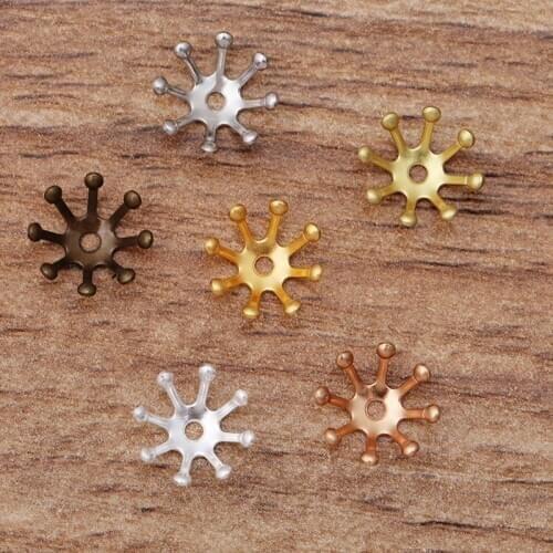 Mibrow 100pcs/lot 6 Colors 10mm Copper Flower Bead Caps Flower Filigree Loose Spacer Bead End Caps For DIY Jewelry Making