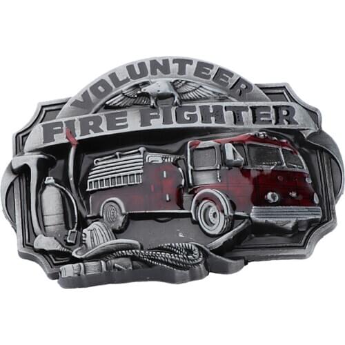 Men’s Classic Antique Fire Truck American Fire Fighter Volunteer Metal Belt Buckle Jeans Accessory