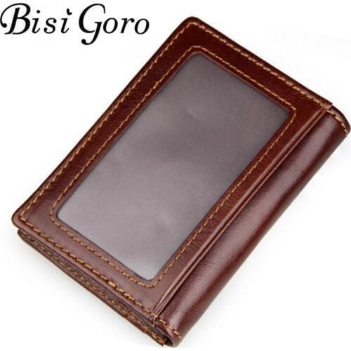 BISI GORO 2019 Men Leather Design Wallets Vintage Cover Coin Purse Credit Card Holder Wallet Pocket Purse