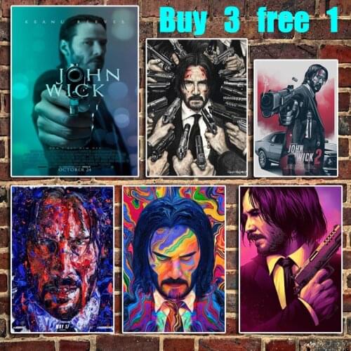John Wick Movie Retro Kraft Poster Bar Office Cafe Home Art Wall Sticker Decoration