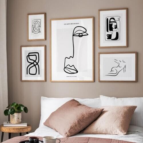 Wall Art Canvas Painting Abstract Figures Body Black Lines Woman Nordic Posters And Prints Wall Pictures For Living Room Decor