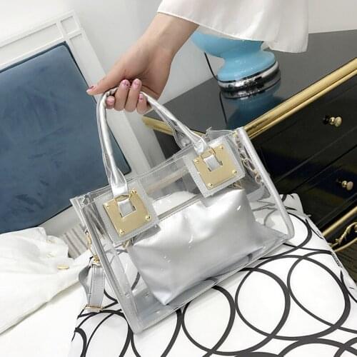 2021 Summer New Clear Womens Bag Transparent Two-piece Jelly Purses Fashion Single Shoulder Messenger Bag Luxury Brand Handbags