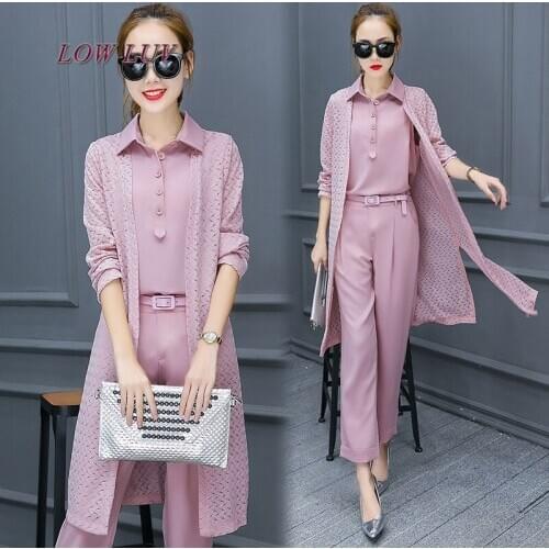 New Women Sets Casual Office Business Suits Formal Work Wear Sets Uniform Styles Elegant Pant Suits 3 pieces sets womens suits