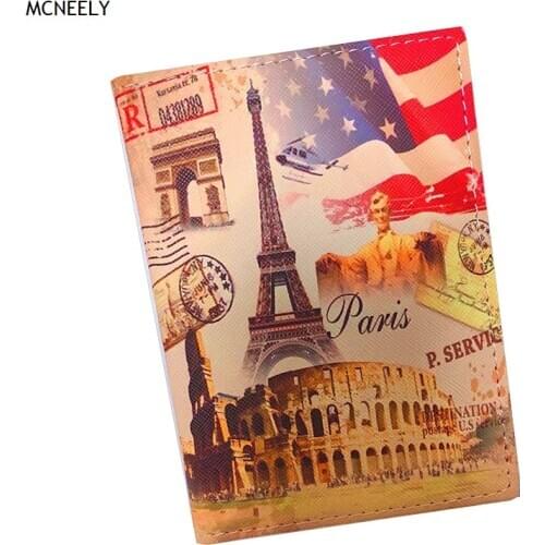 USA Style Women Men Passport Cover Pu Leather Travel ID Credit Card Documents Holder Packet Wallet Purse Bags Pouch