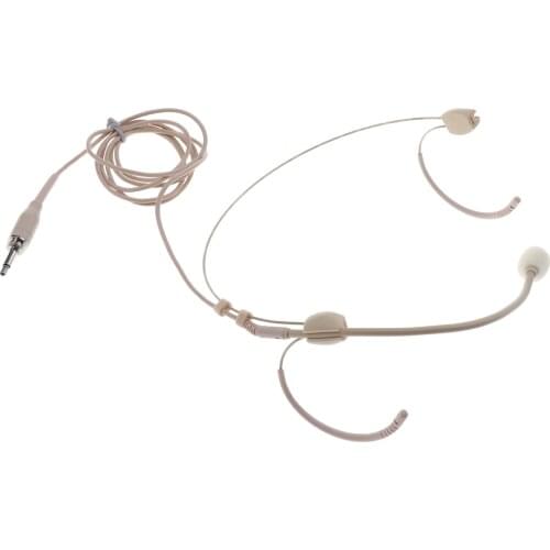Durable Beige 3.5mm Plug Ear Hook Unidirectional Microphone Headset Speaker Mic for Meeting Speech Accessory