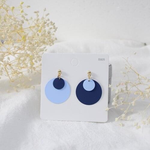 QiLuxy Sweet Long Round Pendant Hanging Drop Earrings Korean Style Statement Long Earring Geometric Party Jewelry Gift