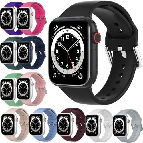 Strap for Apple Watch Bands 44mm 40mm 42mm 38mm, Soft Silicone Sport Wristbands with Classic Clasp for iWatch SE 6 5 4 3 2 1