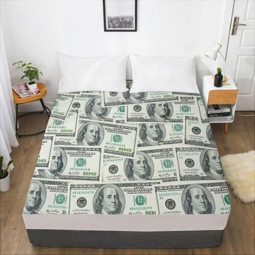 Luxury Elastic fitted sheet bed sheet With An Elastic Band Mattress Cover 150x200/160x200 Bed cover for home dollar green