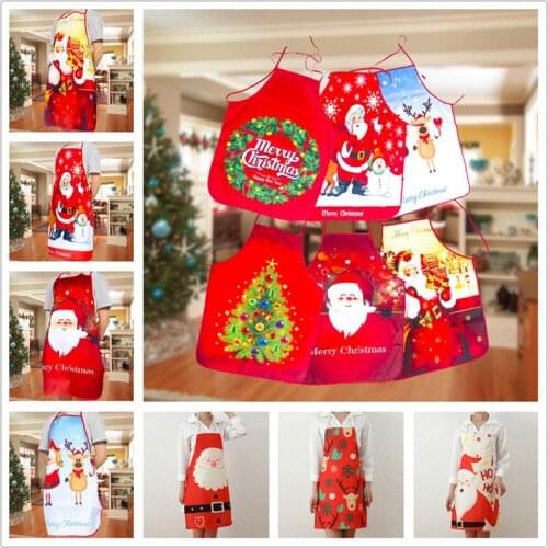 Christmas Gifts New Year Christmas Wreath Apron Christmas Decorations for Home Kitchen Accessories Xmas Apron Natal Navidad 2021
