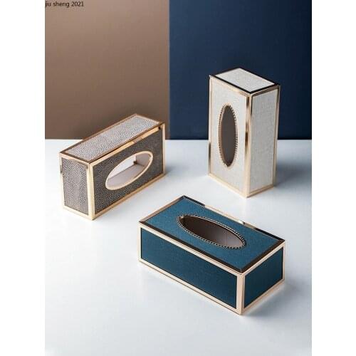 Modern Leather Tissue Box Luxury Rectangular Phnom Penh Napkin Storage Living Room Countertop Leather Tissue Box Home Decoration
