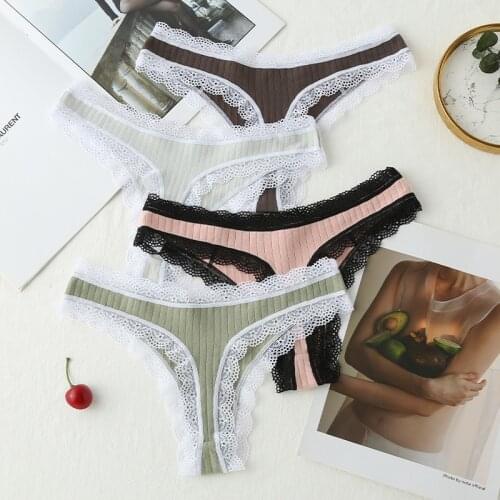 3PCS/Set G-string Panties Cotton Womens Underwear Sexy Panties Female Underpants Thong Solid Color Pantys Lingerie M-XL Design