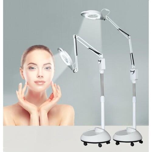 LED Cold Light Beauty Operation Magnifying Glass Nail Tattoo Floor Shadowless Lamp Cosmetologist Magnifier Stand Height Adjusted