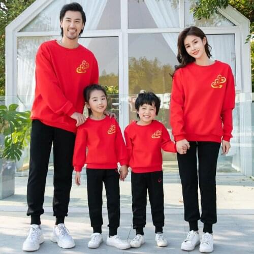 2021 New Family Matching Outfits High Quality Sweatshirt Autumn Winter Mom Dad Kids Baby Cotton Pullover Parent-Child Clothes