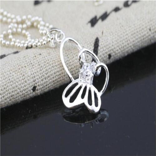 WQQCR 925 Sterling Silver Butterfly Necklaces Pendants For Women Elegant Butterfly Short Necklace Sterling Silver Jewelry