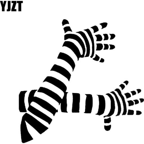 YJZT 13*13CM Coolest Stripe And Hand Car Sticker Vinyl Black Silver High Quality Motorcycle Decoration Black/Silver C12-0090
