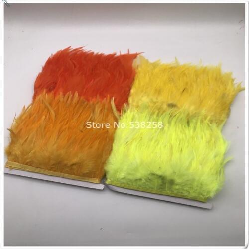 10m /lot Hackle Feather rooster feather Trims 10-15cm width Saddle Feather Ribbons Chicken Feather trimming
