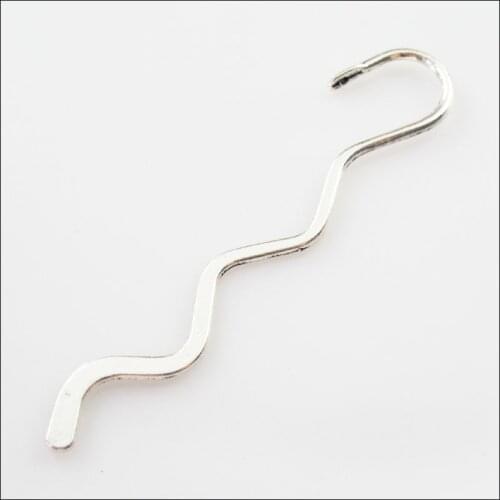 10 New Charms Tibetan Silver Smooth Wave Bookmarks Connectors With Loop 16x84mm