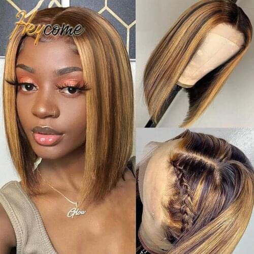 #1B 27 Highlight Wig Human Hair Straight Bob Wig Lace Front Human Hair Wigs for Women Colored Closure Wigs With Natural Hairline