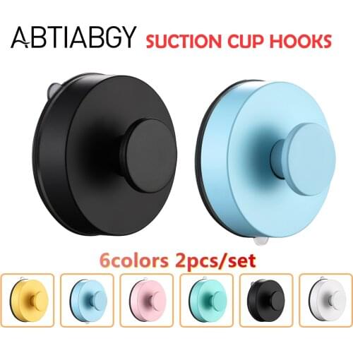 2pcs Mix Strong Vacuum Suction Cup Hooks Reusable Heavy Duty Wall Hook Hanger For Home Bathroom Kitchen Shower 6 Colors