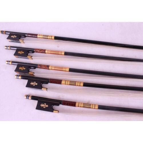 5pcs 4/4 violin Bow Top grade Black Carbon Fiber Straight High Quality