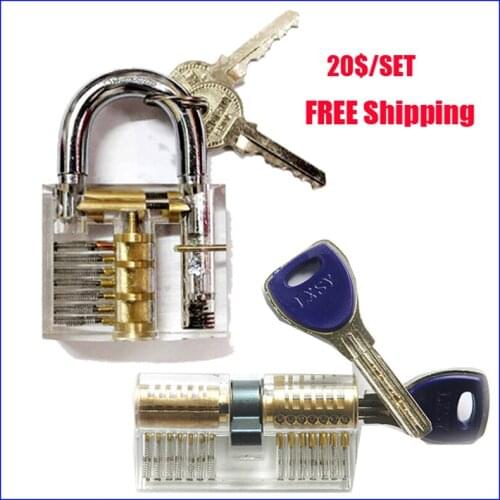 Hot sale practice lock set (transparent practice lock with Transparent AB Kaba crescent lock tools free shipping
