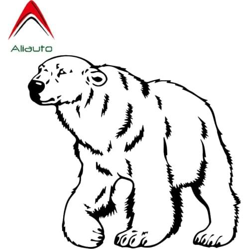 Aliauto Cartoon Car Sticker Interesting Polar Bear Predator Decoration Silhouette Waterproof Reflective Decal Vinyl,15cm*14cm